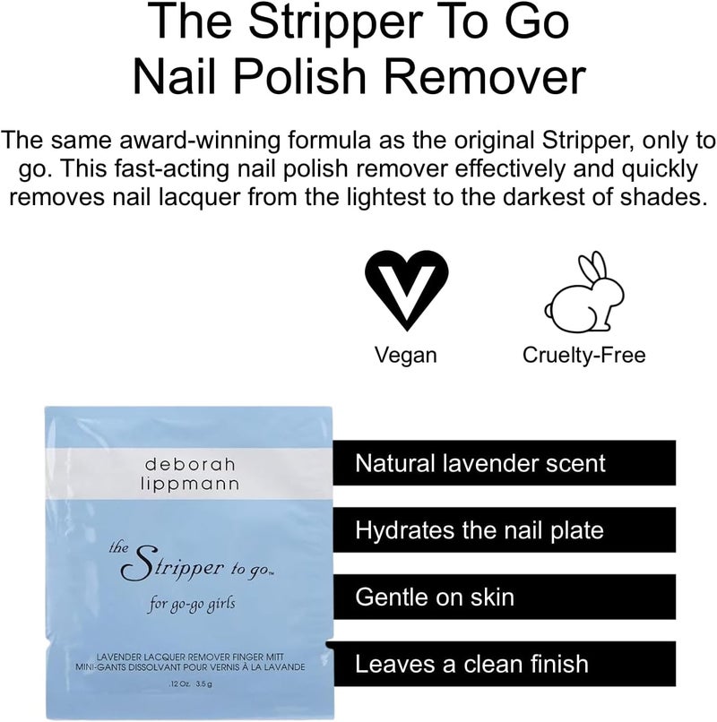 Deborah Lippmann The Stripper To Go Lavender Nail Polish Remover Mitts - 6 Travel-Friendly Packs - Image 3